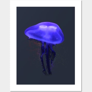 Blue Electric Jellyfish Posters and Art